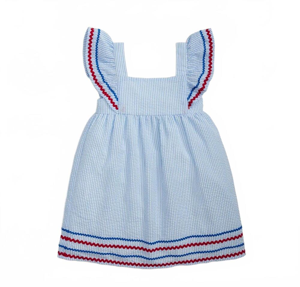 NEW MAGNETIC ME girls' magnetic flutter sleeve dress in seersucker